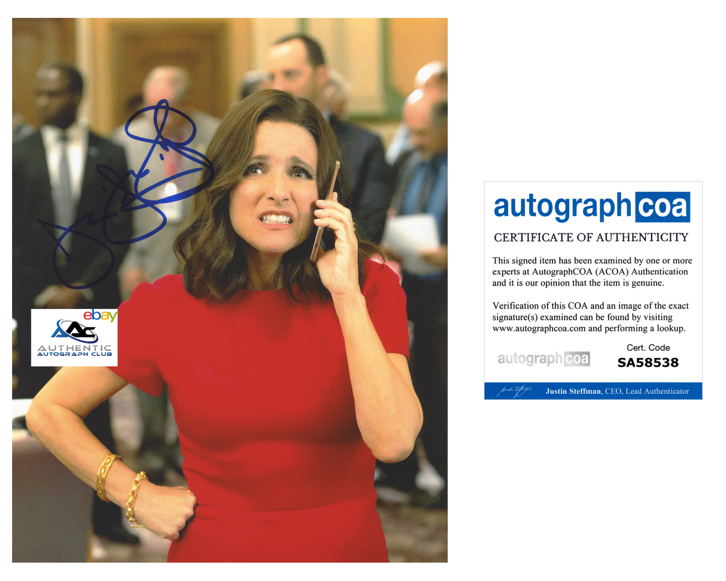 JULIA LOUIS DREYFUS AUTOGRAPH SIGNED 8X10 PHOTO VEEP SEINFELD ELAINE ACOA