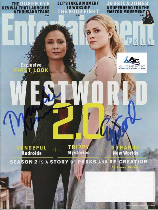 THANDIE NEWTON AND EVAN RACHEL WOOD WESTWORLD AUTOGRAPH SIGNED EW MAGAZOME COA