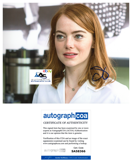 EMMA STONE AUTOGRAPH SIGNED 8x10 PHOTO LA LA LAND ACOA