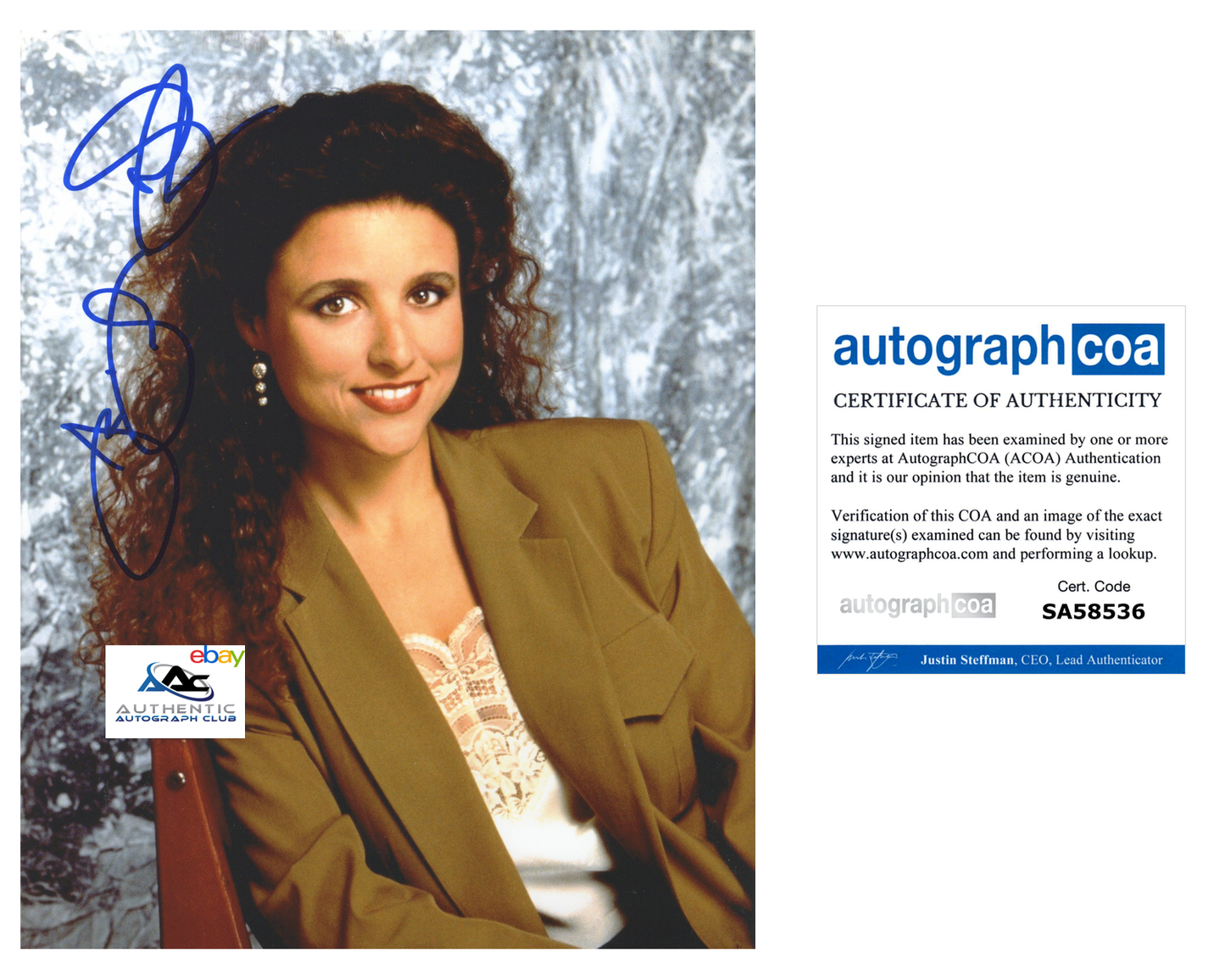 JULIA LOUIS DREYFUS AUTOGRAPH SIGNED 8X10 PHOTO SEINFELD ELAINE ACOA