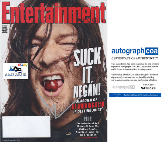 NORMAN REEDUS WALKING DEAD DARYL DIXON AUTOGRAPH SIGNED 8X10 EW MAGAZINE ACOA