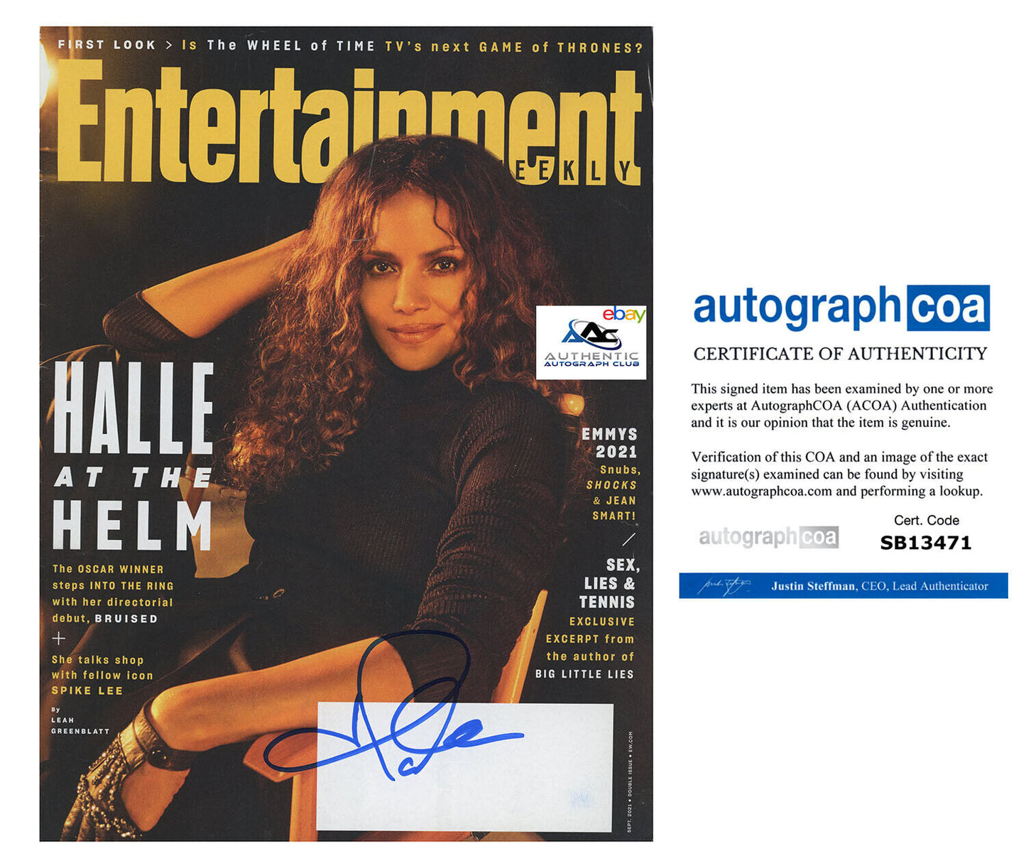 HALLE BERRY AUTOGRAPH SIGNED  ENTERTAINMENT WEEKLY MAGAZINE ACOA