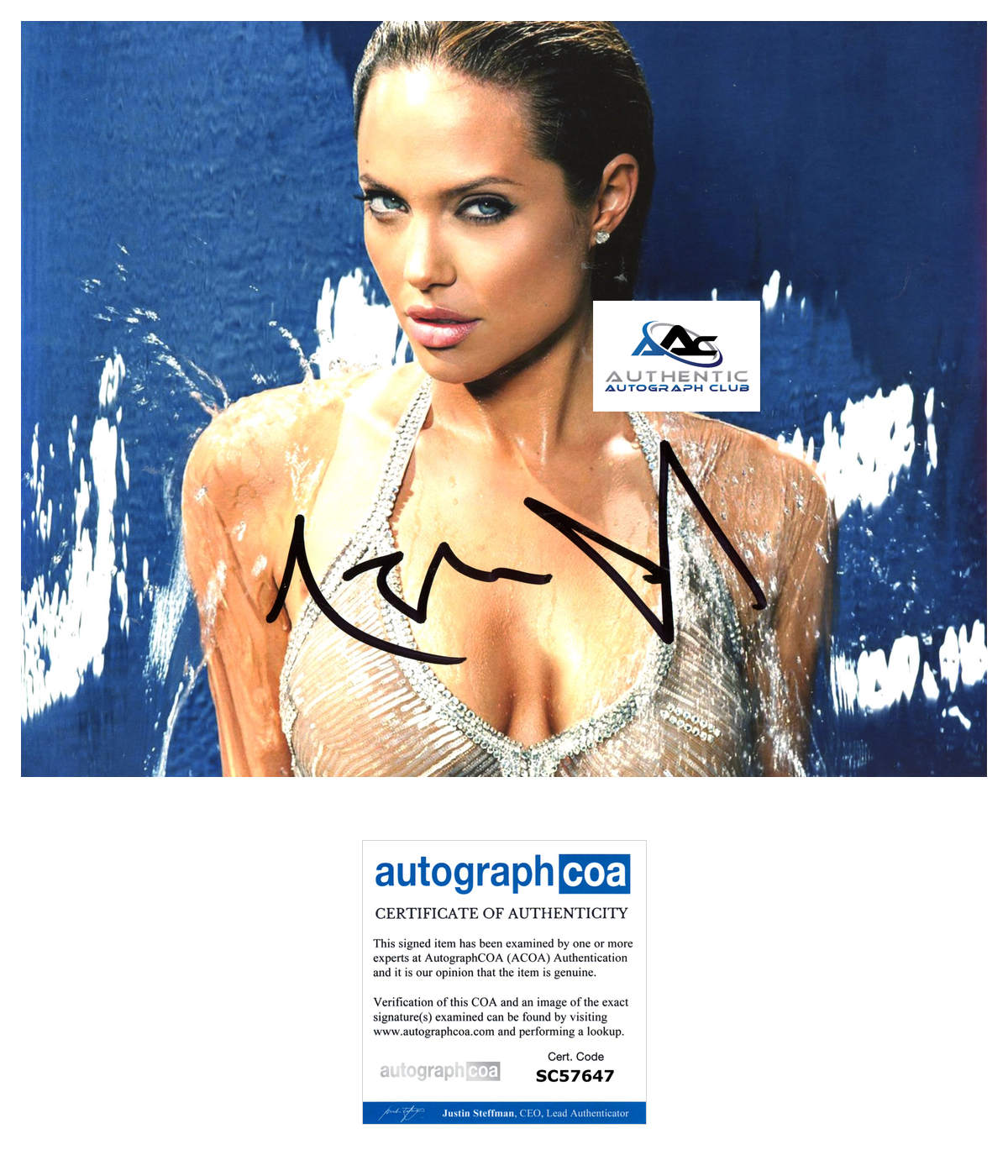 ANGELINA JOLIE AUTOGRAPH SIGNED 8x10 PHOTO ACOA COA