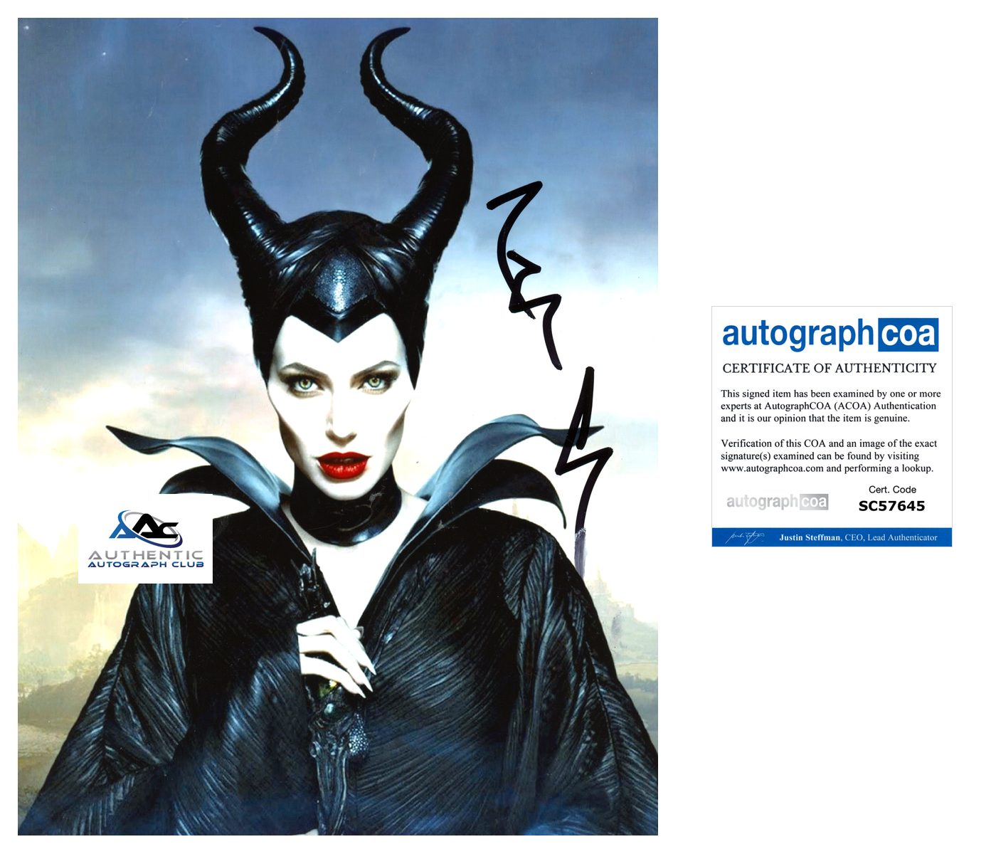 ANGELINA JOLIE AUTOGRAPH SIGNED 8x10 PHOTO DISNEY MALEFICENT ACOA