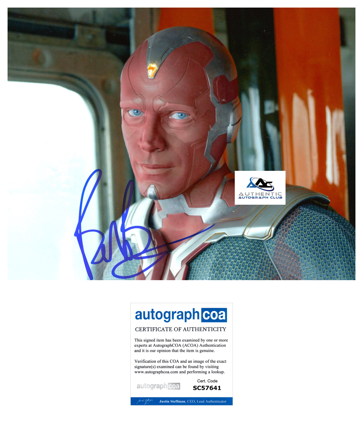 PAUL BETTANY AUTOGRAPH SIGNED 8x10 PHOTO VISION AVENGERS WANDAVISION ACOA