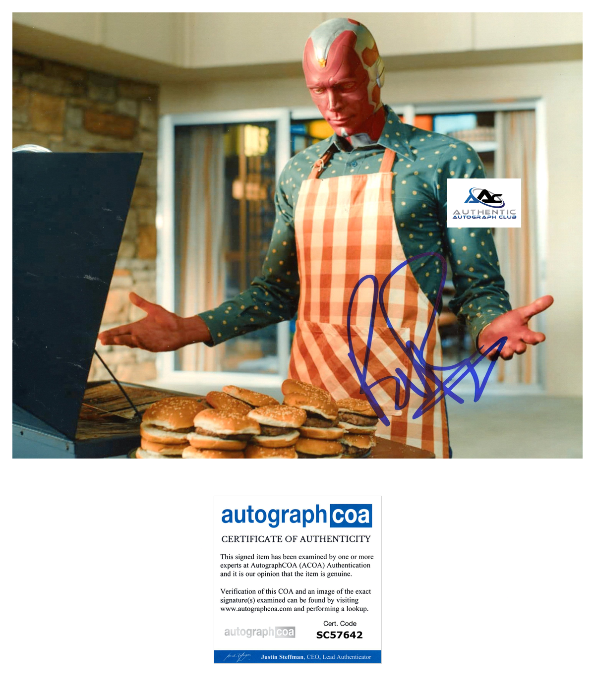 PAUL BETTANY AUTOGRAPH SIGNED 8x10 PHOTO VISION AVENGERS WANDAVISION ACOA