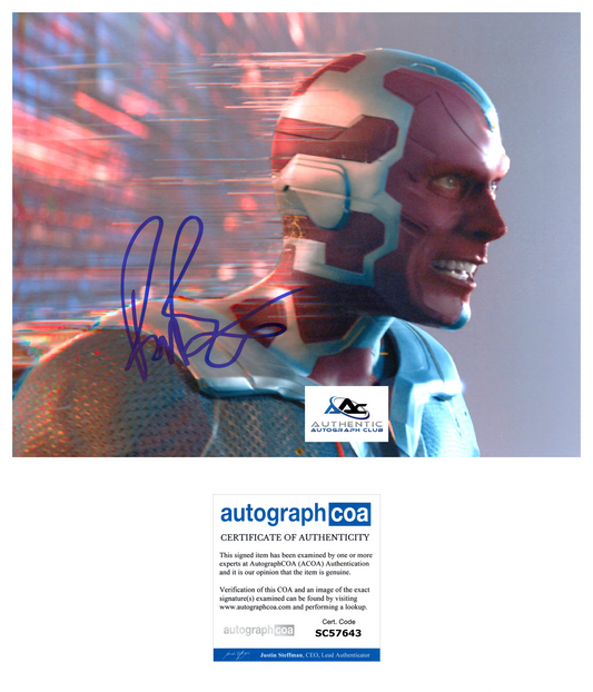 PAUL BETTANY AUTOGRAPH SIGNED 8x10 PHOTO VISION AVENGERS WANDAVISION ACOA