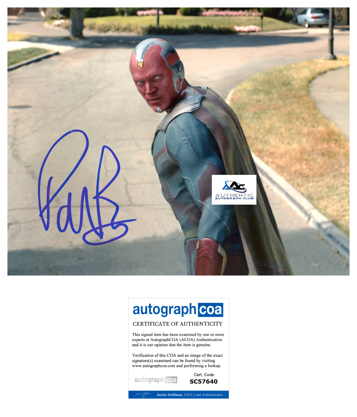 PAUL BETTANY AUTOGRAPH SIGNED 8x10 PHOTO VISION AVENGERS WANDAVISION ACOA