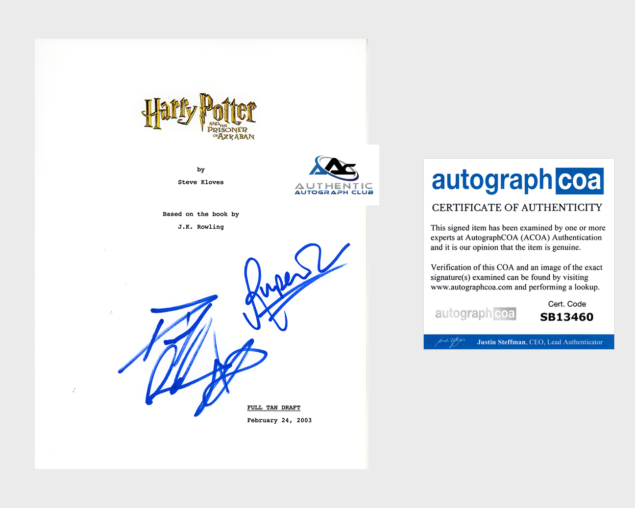 DANIEL RADCLIFFE AND RUPERT GRINT AUTOGRAPH SIGNED HARRY POTTER SCRIPT ACOA