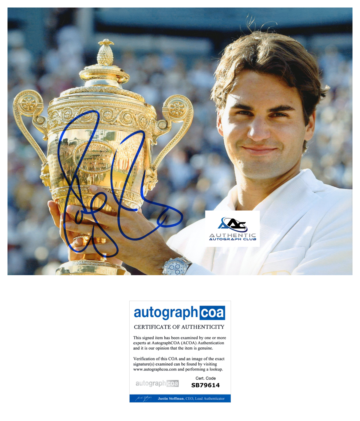 ROGER FEDERER AUTOGRAPH SIGNED 8x10 PHOTO TENNIS US OPEN FRENCH OPEN ACOA