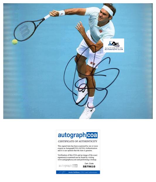 ROGER FEDERER AUTOGRAPH SIGNED 8x10 PHOTO TENNIS US OPEN FRENCH OPEN ACOA