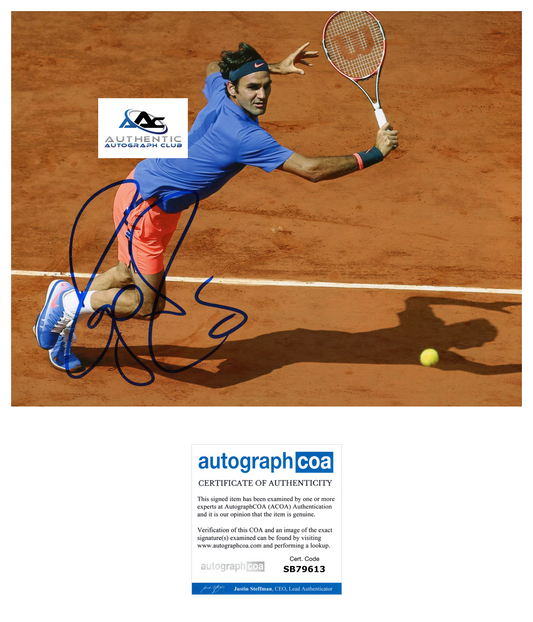 ROGER FEDERER AUTOGRAPH SIGNED 8x10 PHOTO TENNIS US OPEN FRENCH OPEN ACOA