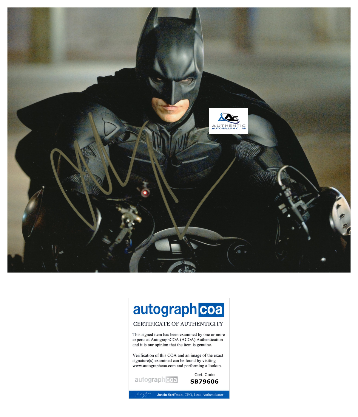 CHRISTIAN BALE AUTOGRAPH SIGNED 8x10 PHOTO BATMAN DARK KNIGHT ACOA