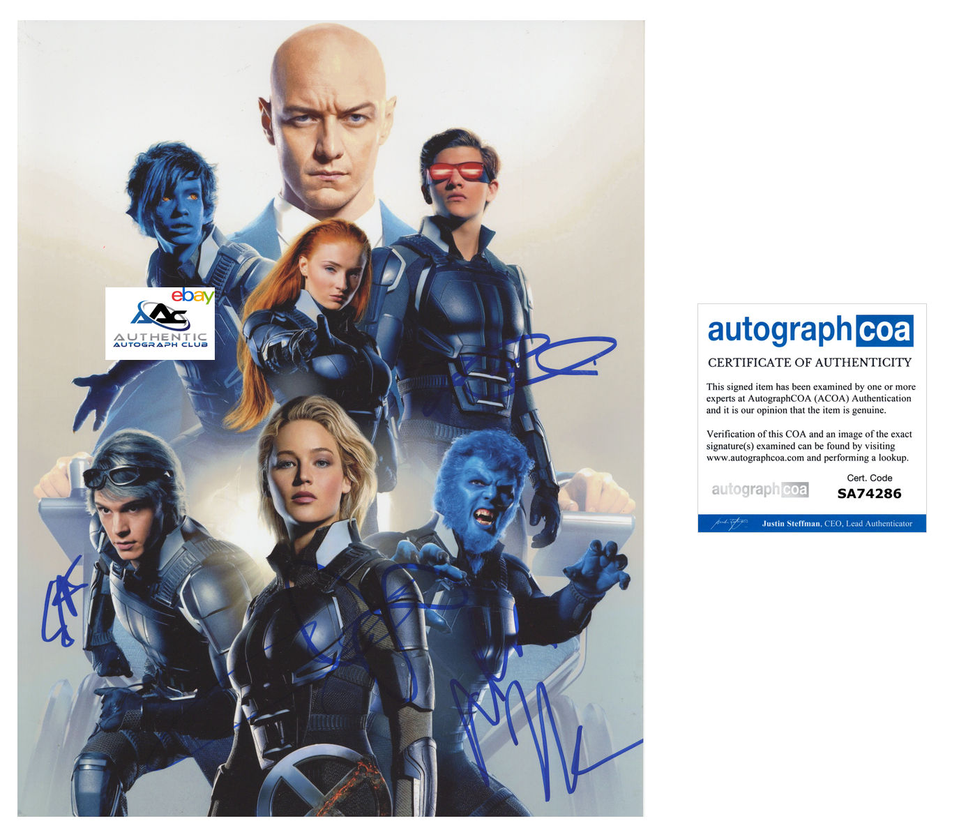 JENNIFER LAWRENCE PLUS 4 AUTOGRAPH SIGNED 11X14 PHOTO  X-MEN XMEN CAST ACOA