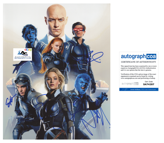 JENNIFER LAWRENCE PLUS 4 AUTOGRAPH SIGNED 11X14 PHOTO  X-MEN XMEN CAST ACOA