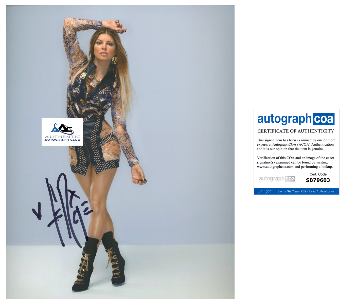 FERGIE AUTOGRAPH SIGNED 8X10 PHOTO SINGER BLACK EYED PEAS ACOA