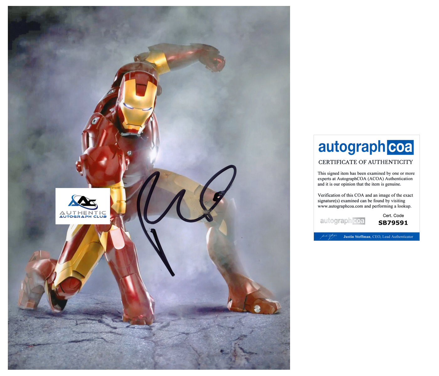 ROBERT DOWNEY JR AUTOGRAPH SIGNED 8x10 PHOTO MARVEL AVENGERS IRON MAN ACOA