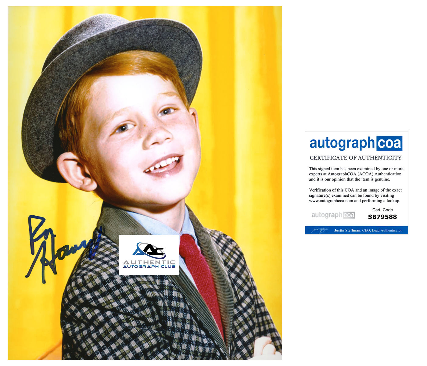 RON HOWARD AUTOGRAPH SIGNED 8X10 PHOTO HAPPY DAYS ACOA