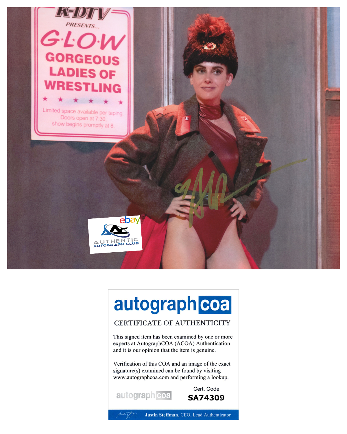 ALISON BRIE AUTOGRAPH SIGNED 8X10 PHOTO GLOW ACOA