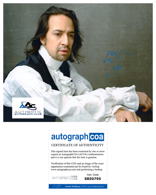 LIN MANUEL MIRANDA AUTOGRAPH SIGNED 8x10 PHOTO HAMILTON ACOA