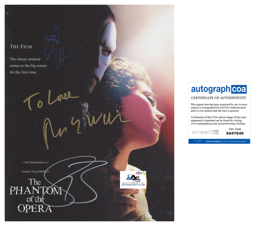 ANDREW LLOYD WEBBER EMMY ROSSUM, GERARD BUTLER AUTOGRAPH SIGNED 11x14 PHOTO ACOA