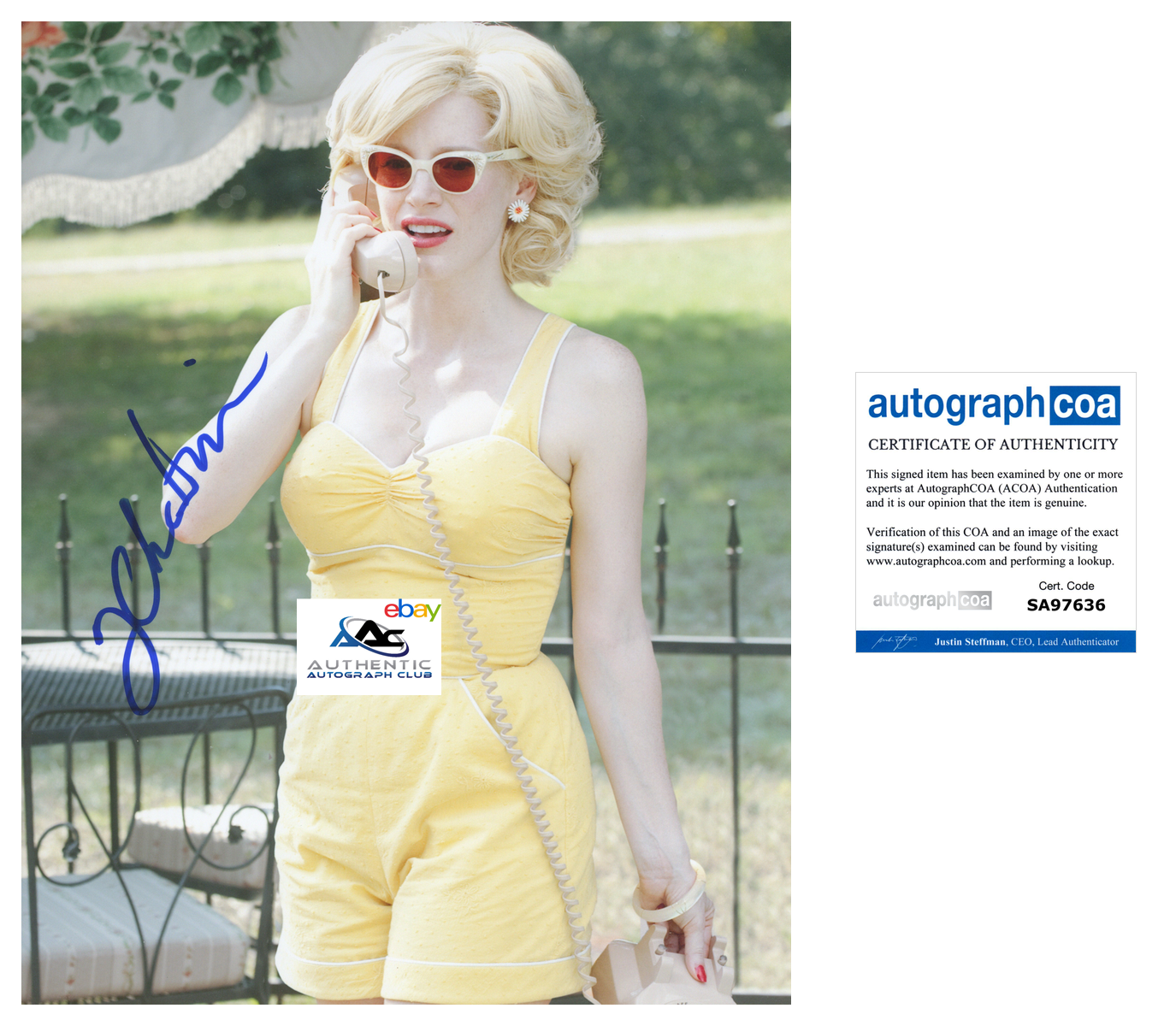 JESSICA CHASTAIN AUTOGRAPH SIGNED 11x14 PHOTO THE HELP LOA ACOA