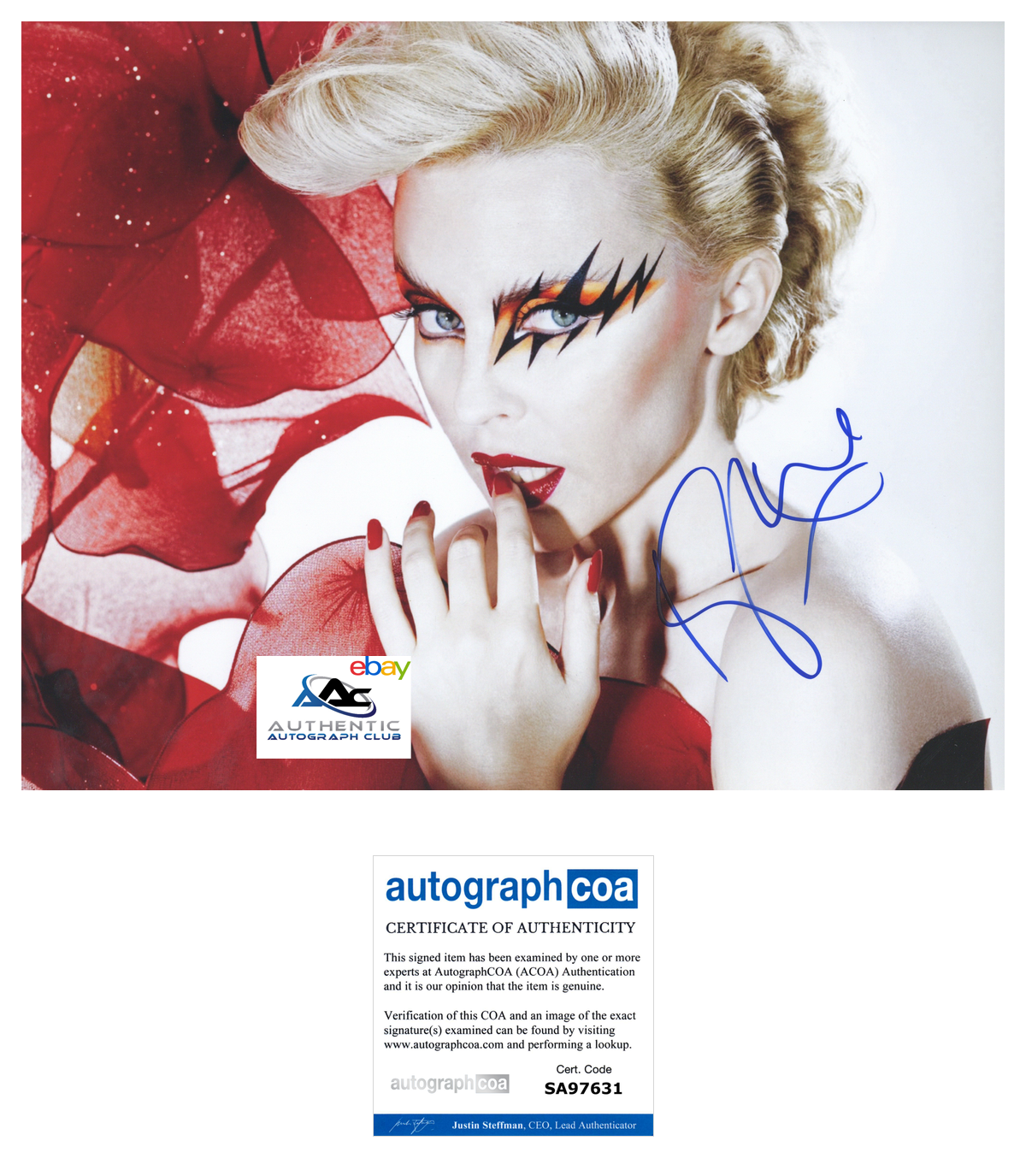 KYLIE MINOGUE AUTOGRAPH SIGNED 11x14 PHOTO CAN'T GET YOU OUT OF MY HEAD LOA ACOA