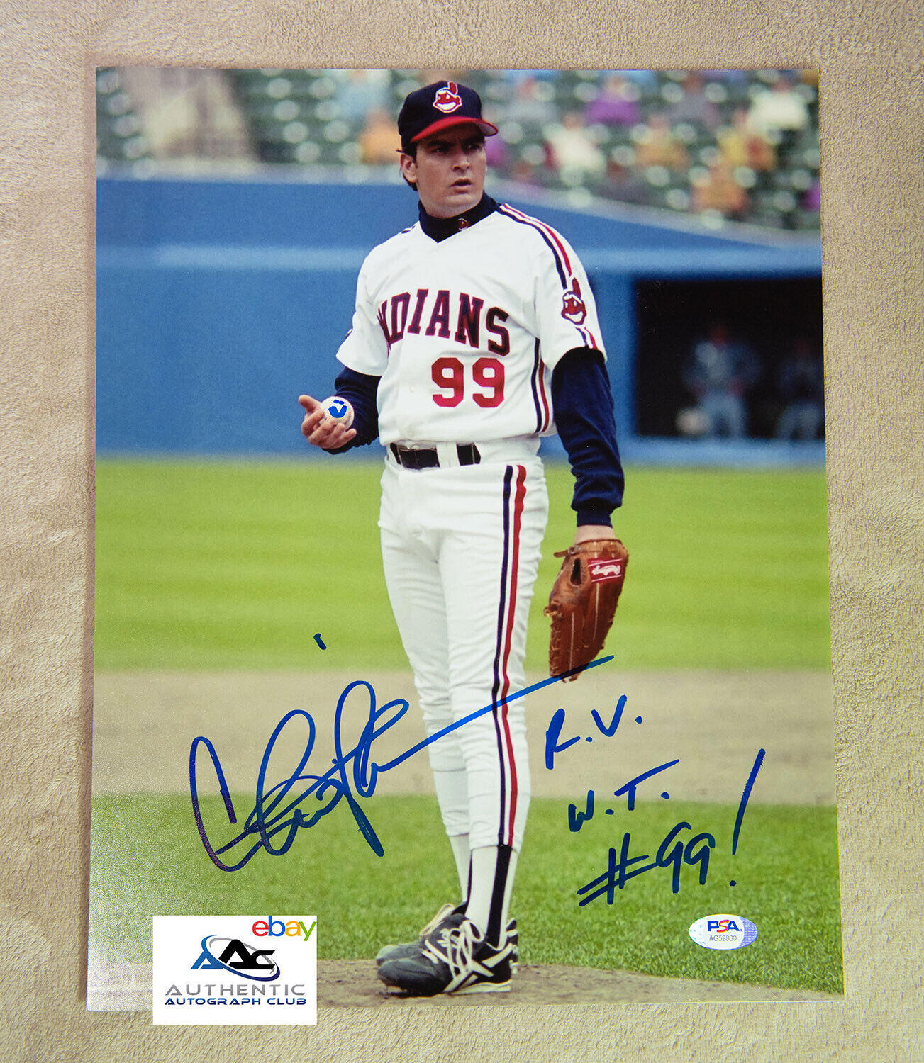 CHARLIE SHEEN AUTOGRAPH SIGNED 11x14 PHOTO MAJOR LEAGUE PSA/DNA