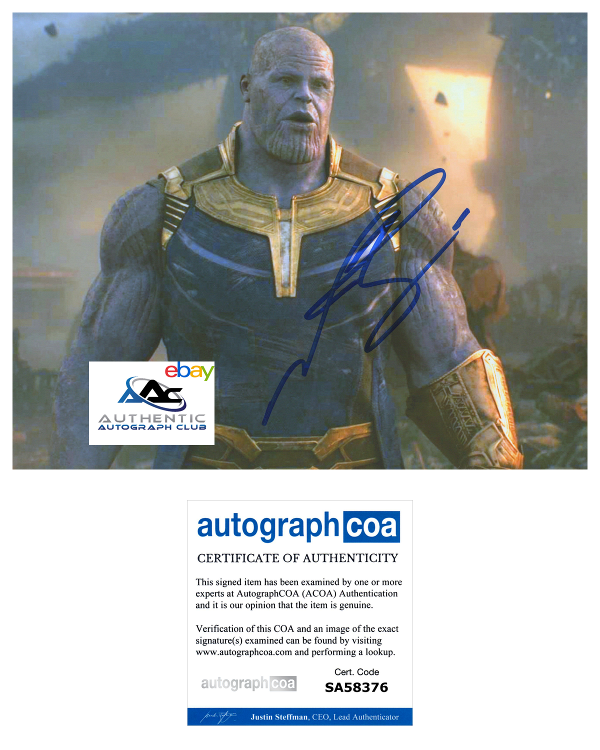 JOSH BROLIN AUTOGRAPH SIGNED 8X10 PHOTO THANOS AVENGERS MARVEL ACOA