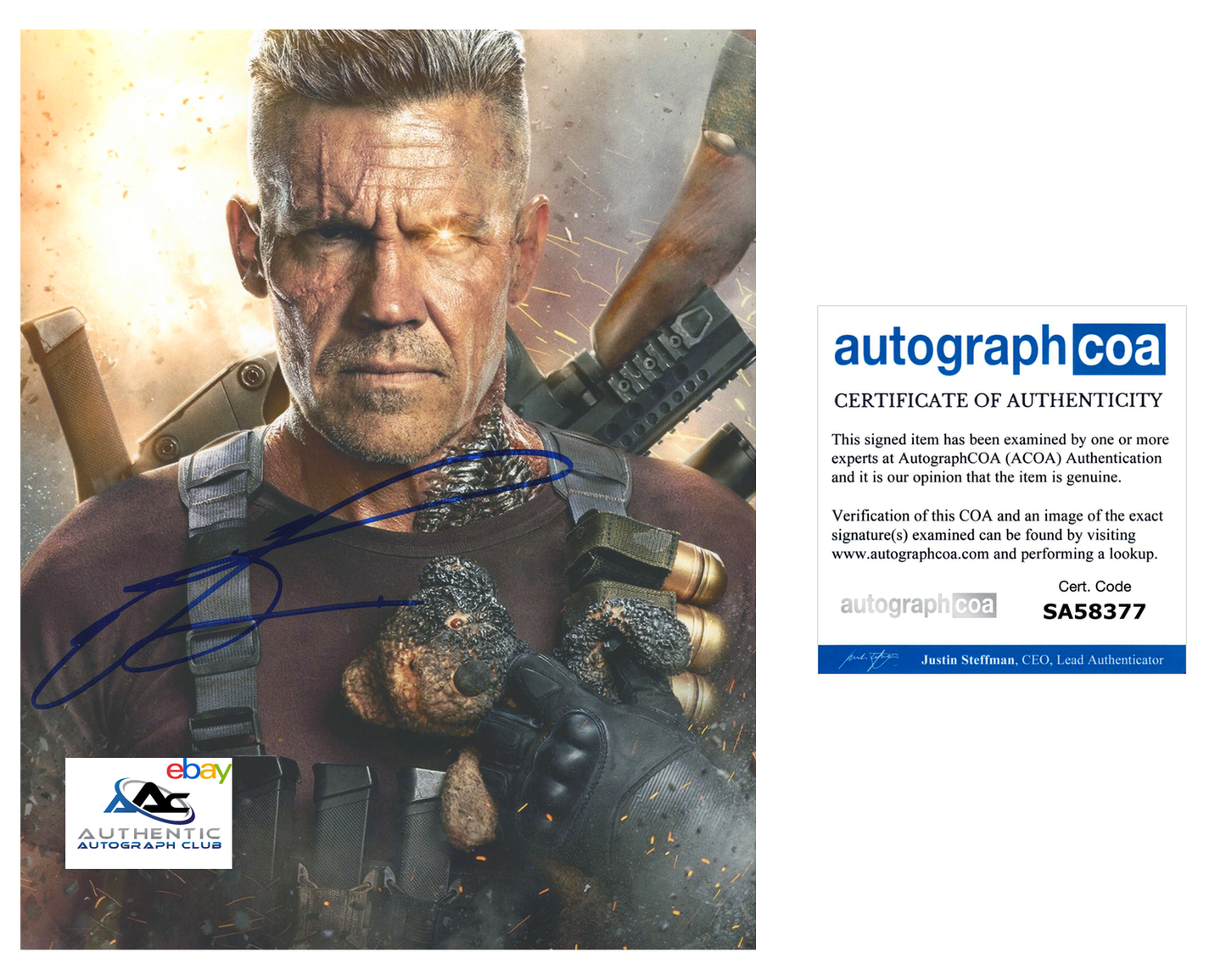 JOSH BROLIN AUTOGRAPH SIGNED 8x10 PHOTO CABLE DEADPOOL 2 ACOA