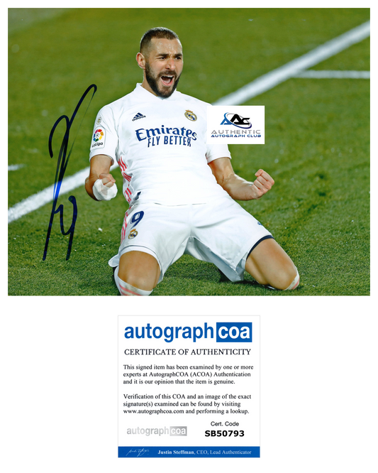 KARIM BENZEMA AUTOGRAPH SIGNED 8X10 PHOTO FOOTBALLER SOCCER REAL MADRID ACOA