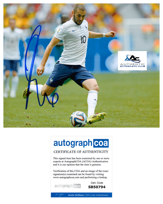 KARIM BENZEMA AUTOGRAPH SIGNED 8X10 PHOTO FOOTBALLER SOCCER REAL MADRID ACOA