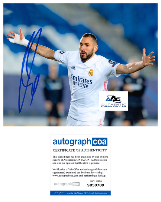 KARIM BENZEMA AUTOGRAPH SIGNED 8X10 PHOTO FOOTBALLER SOCCER REAL MADRID ACOA