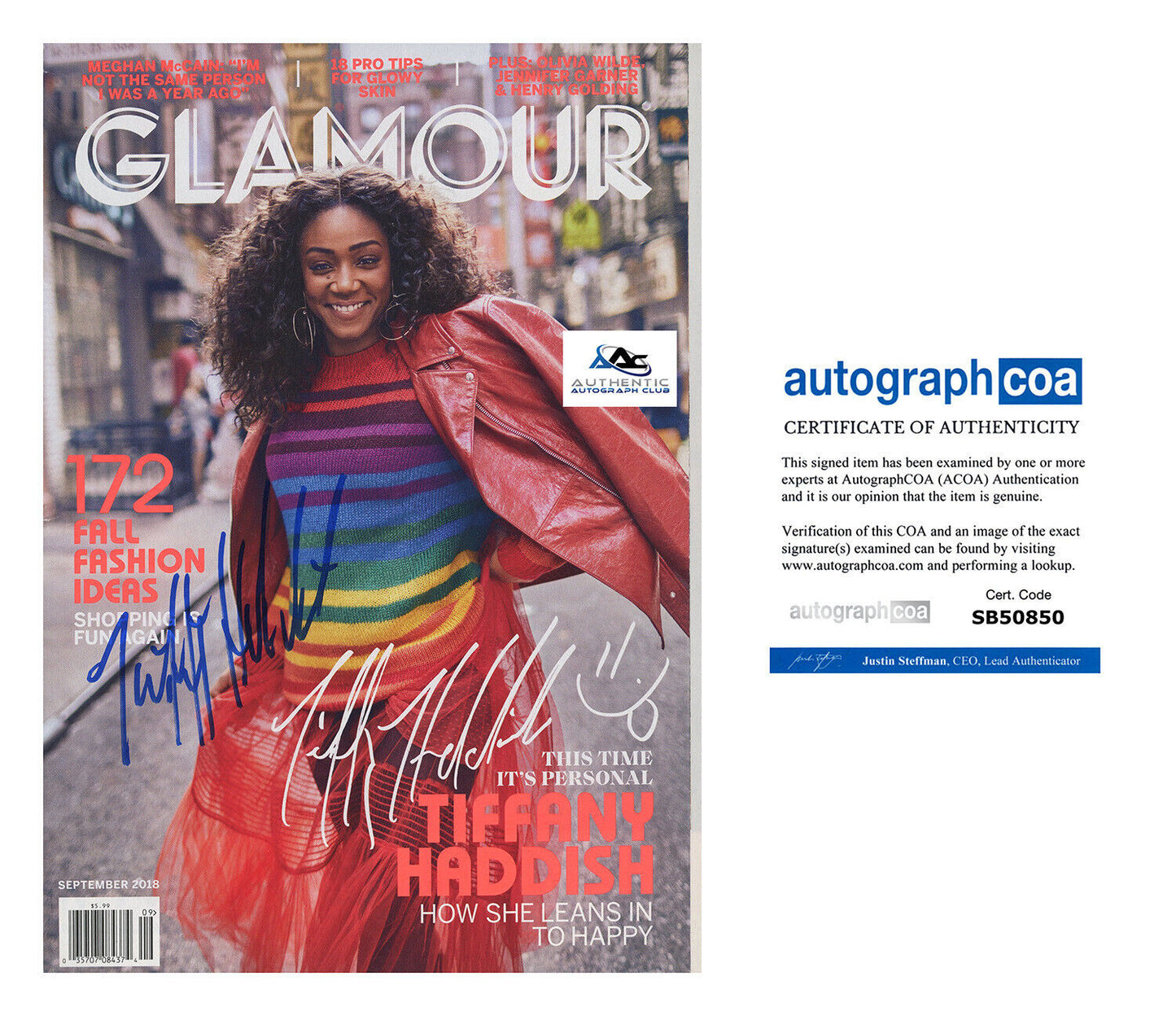 TIFFANY HADDISH AUTOGRAPH SIGNED GLAMOUR MAGAZINE ACOA