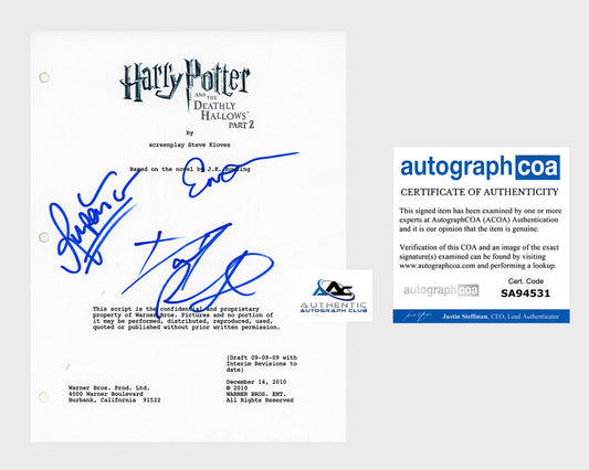 RARE DANIEL RADCLIFFE, RUPERT GRINT AND EMMA WATSON SIGNED HARRY POTTER SCRIPT