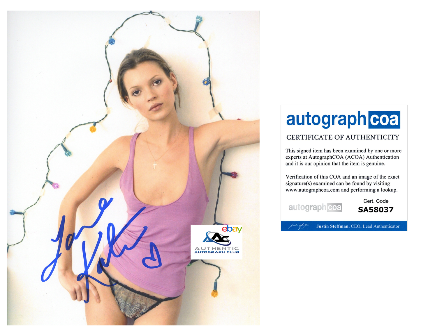 SUPERMODEL KATE MOSS AUTOGRAPH SIGNED 8X10 PHOTO ACOA