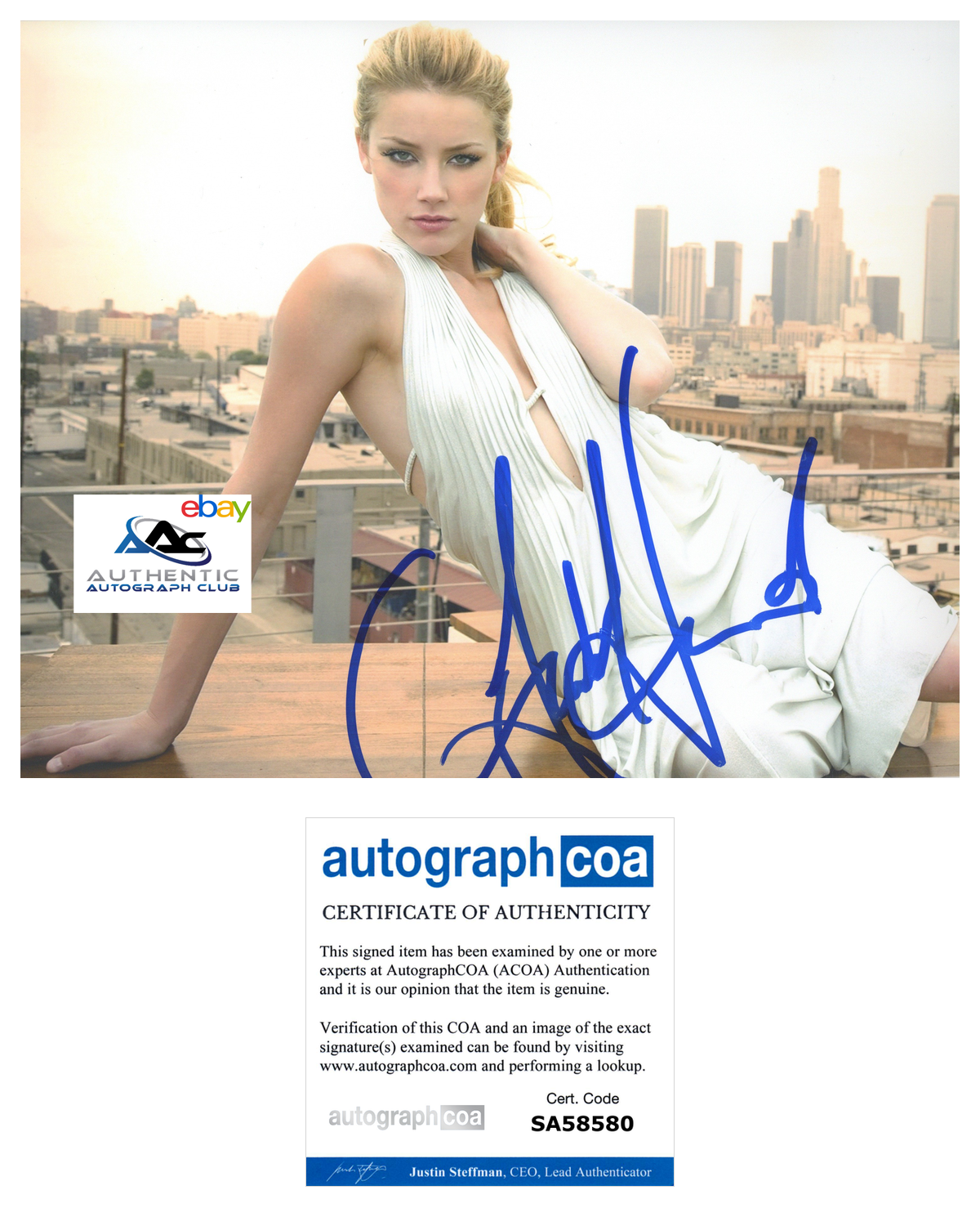 AMBER HEARD AUTOGRAPH SIGNED 8X10 PHOTO ACOA