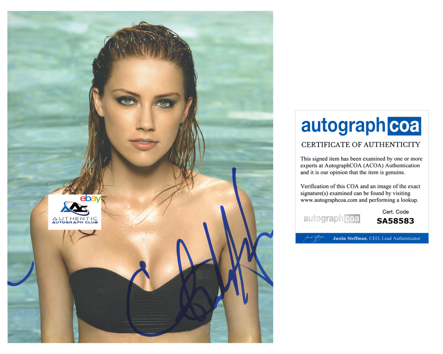 AMBER HEARD AUTOGRAPH SIGNED 8X10 PHOTO AQUAMAN ACOA