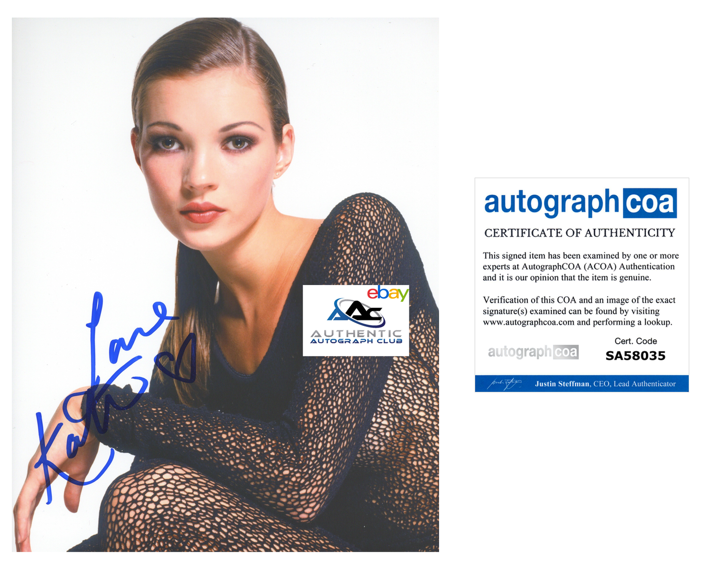 SUPERMODEL KATE MOSS AUTOGRAPH SIGNED 8X10 PHOTO ACOA