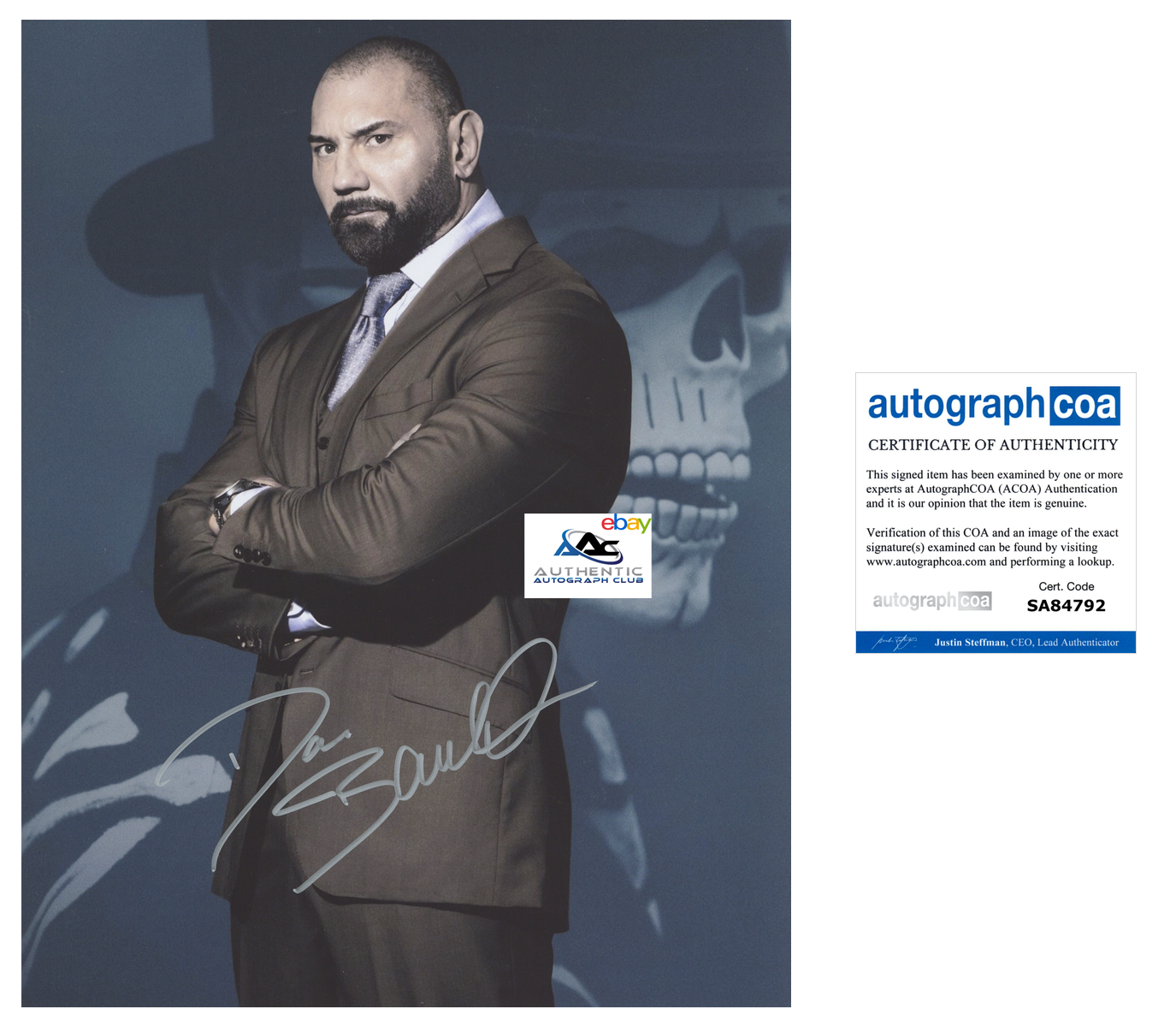 DAVE BAUTISTA AUTOGRAPH SIGNED 11X14 PHOTO GOTG DRAX WWE WRESTLER ACOA