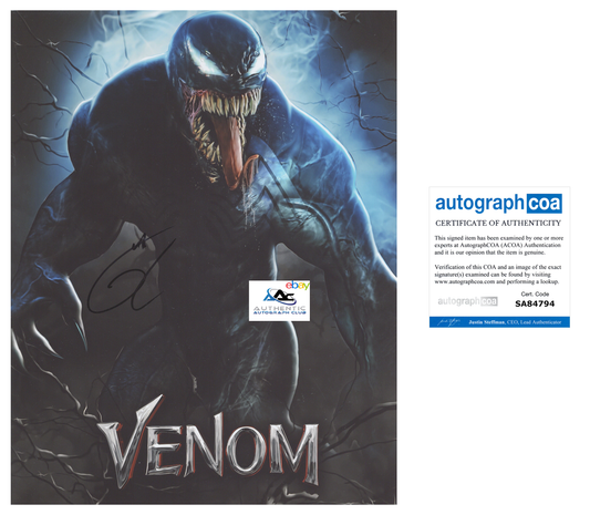 TOM HARDY AUTOGRAPH SIGNED 11X14 PHOTO VENOM EDDIE BROCK MARVEL ACOA