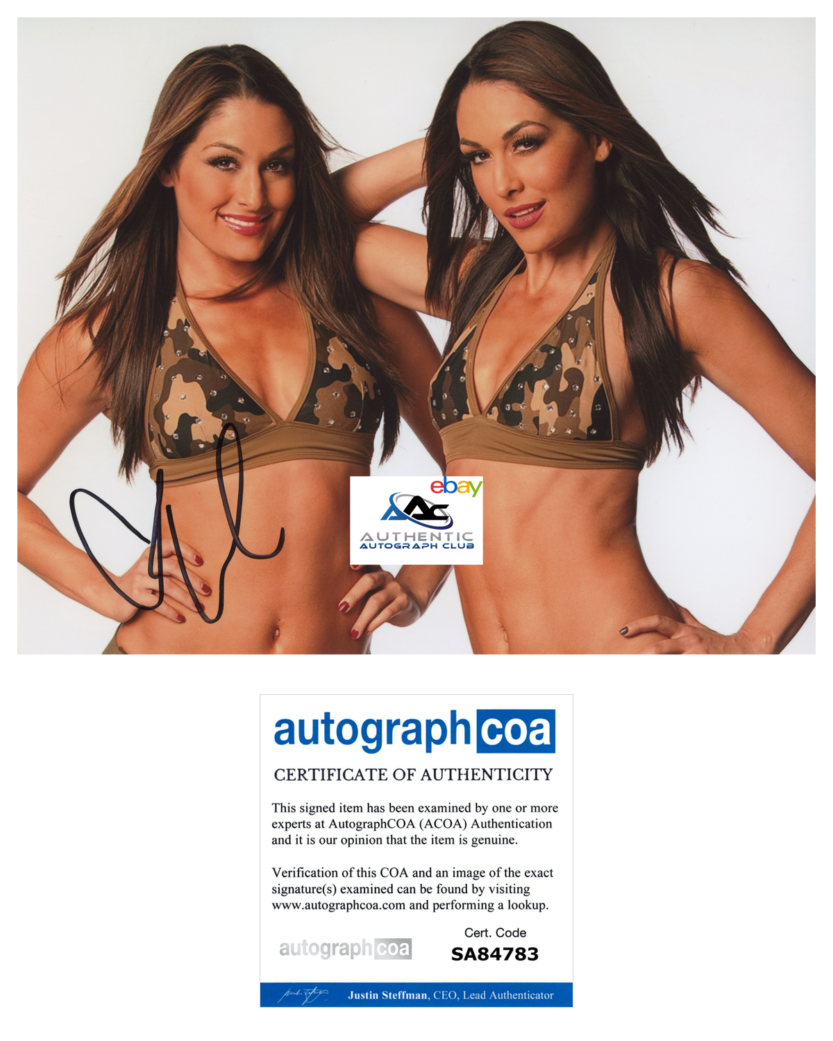 WWE WRESTLER NIKKI BELLA AUTOGRAPH SIGNED 8x10 PHOTO ACOA