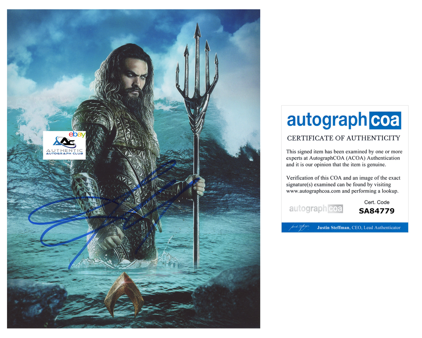 JASON MOMOA AUTOGRAPH SIGNED 8x10 PHOTO AQUAMAN JUSTICE LEAGUE ACOA