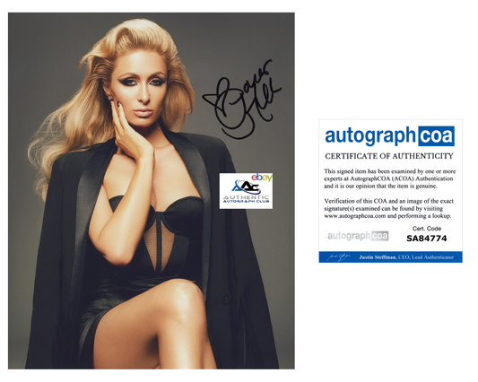 PARIS HILTON AUTOGRAPH SIGNED 8x10 PHOTO ACOA