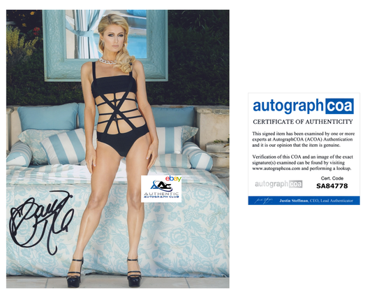 PARIS HILTON AUTOGRAPH SIGNED 8x10 PHOTO ACOA