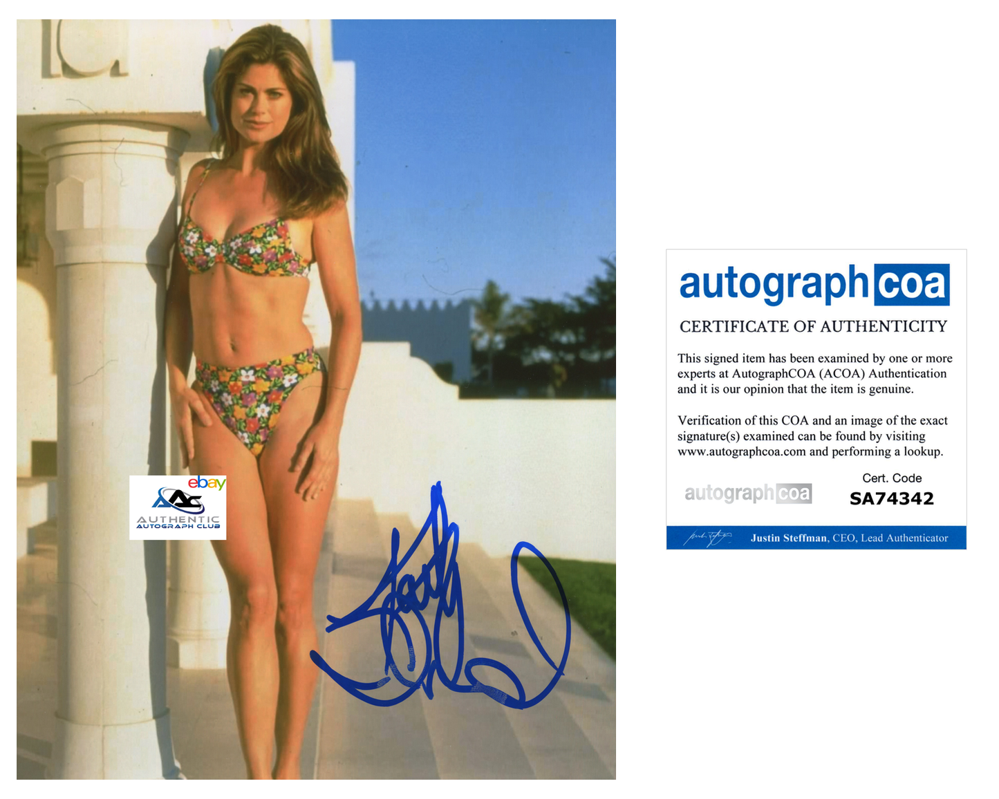 SUPERMODEL KATHY IRELAND AUTOGRAPH SIGNED 8x10 PHOTO SWIMSUIT ACOA