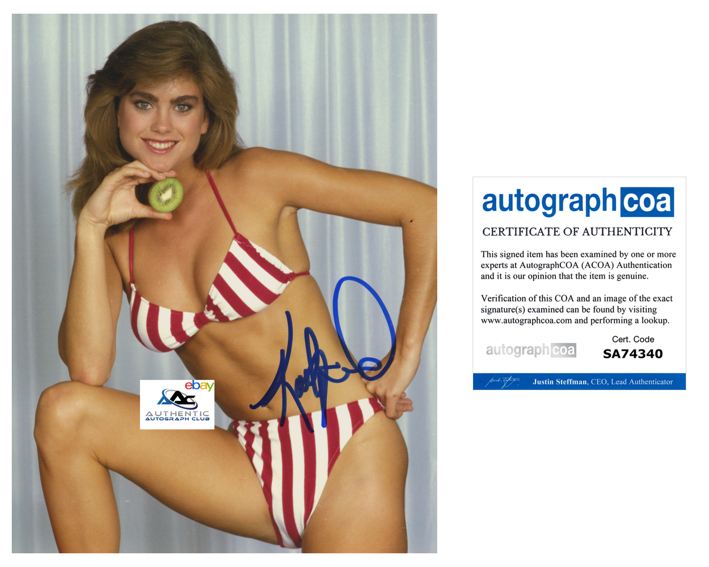 SUPERMODEL KATHY IRELAND AUTOGRAPH SIGNED 8x10 PHOTO SWIMSUIT ACOA