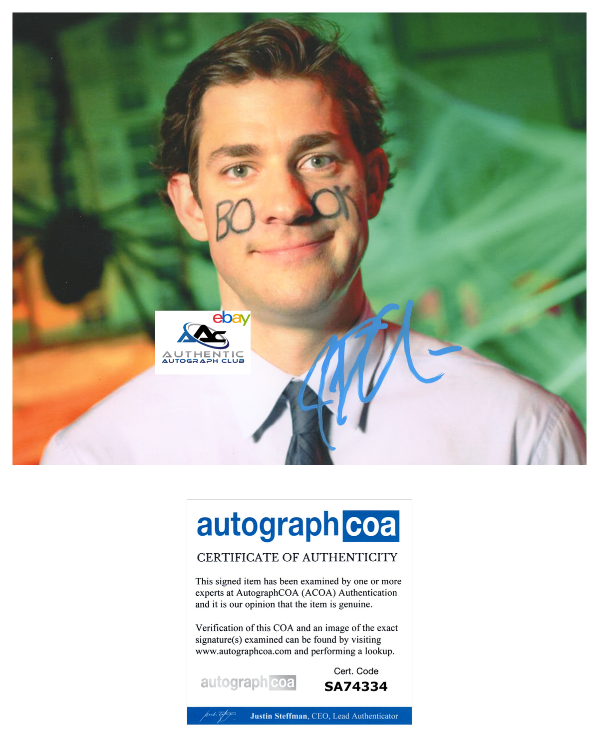 JOHN KRASINSKI AUTOGRAPH SIGNED 8x10 PHOTO THE OFFICE JIM HALPERT ACOA