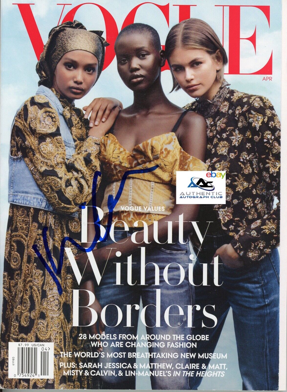 MODEL KAIA GERBER AUTOGRAPH SIGNED VOGUE MAGAZINE COA