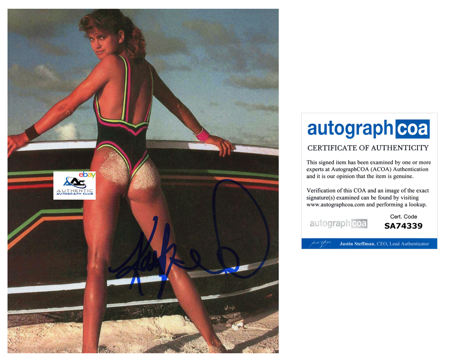 SUPERMODEL KATHY IRELAND AUTOGRAPH SIGNED 8x10 PHOTO SWIMSUIT ACOA